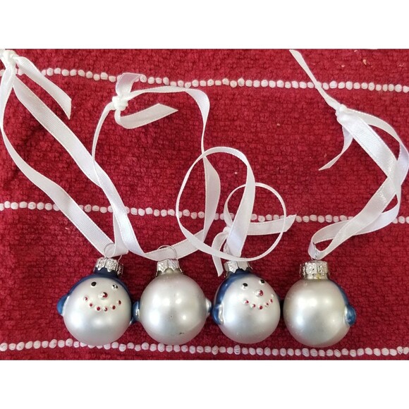 Small assorted snowman blown glass ornaments about 1" 14 count - Picture 8 of 11